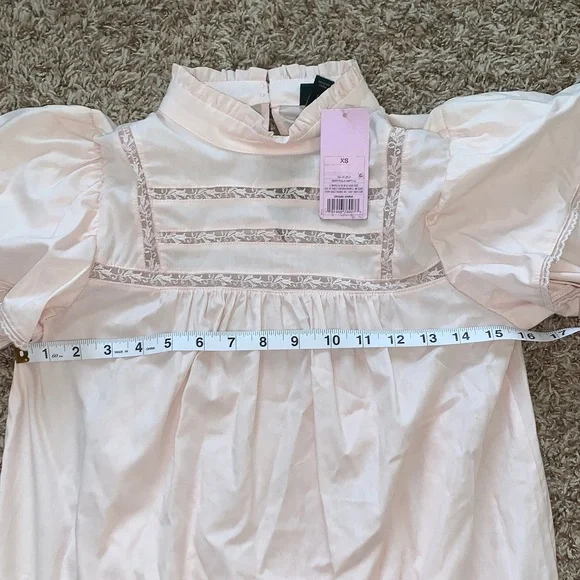 NWT Wild Fable Light Pink High Neck Poplin Baby Doll Dress with Long Sleeves XS - Picture 7 of 9